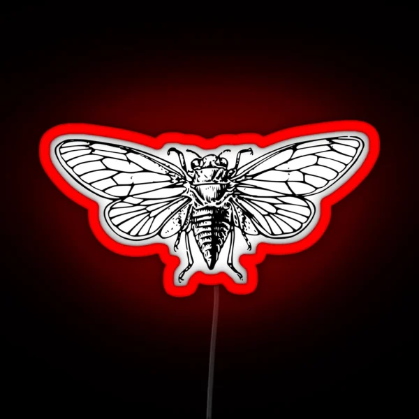Vintage Cicada Drawing RGB Neon Sign