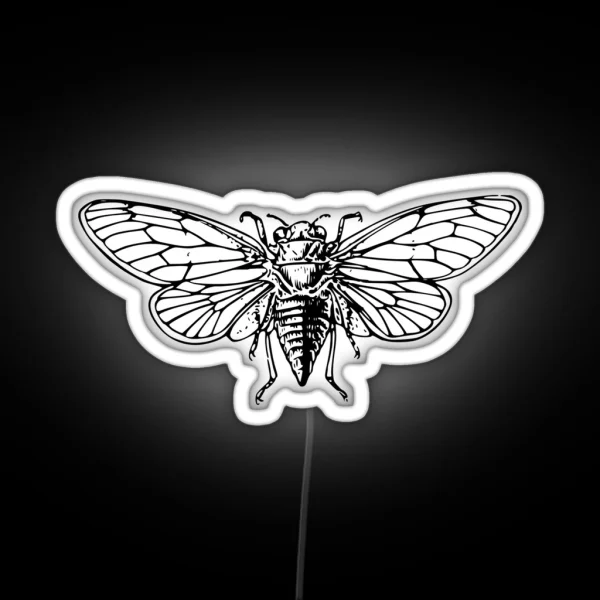 Vintage Cicada Drawing RGB Neon Sign