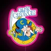Vintage-inspired Crunch cereal LED neon sign with pink glow