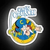 Vintage LED sign featuring a colorful Crunch cereal logo in neon lights