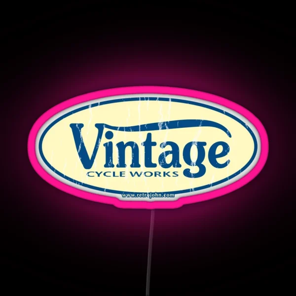 Vintage Cycle Works Oval Badge RGB Neon Sign
