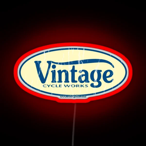 Vintage Cycle Works Oval Badge RGB Neon Sign