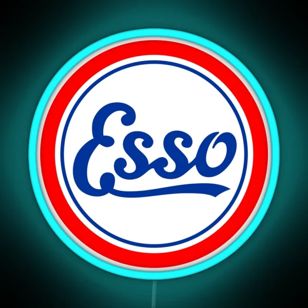 Vintage Esso Petrol Gasoline Diesel Fuels Logo RGB Neon Sign