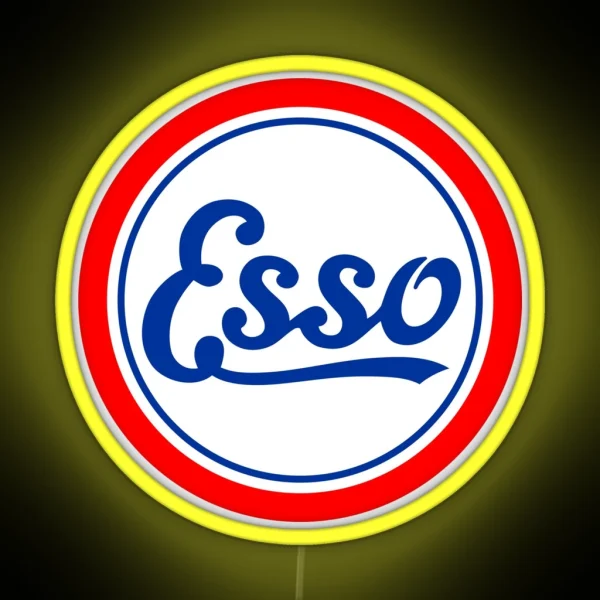 Vintage Esso Petrol Gasoline Diesel Fuels Logo RGB Neon Sign