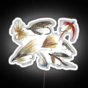 Vintage Fly Fishing Lures RGB Neon Sign