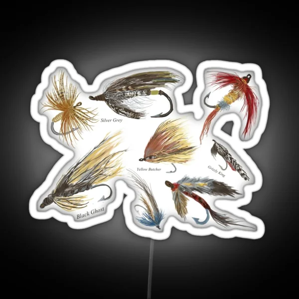 Vintage Fly Fishing Lures RGB Neon Sign