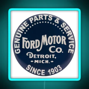 Vintage Ford Motor Co Logo RGB Neon Sign