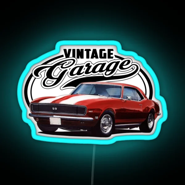 Vintage Garage Red Camaro RGB Neon Sign