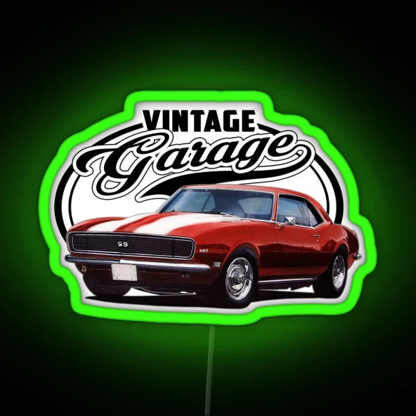 Vintage Garage Red Camaro RGB Neon Sign