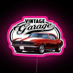 Vintage Garage Red Camaro RGB Neon Sign