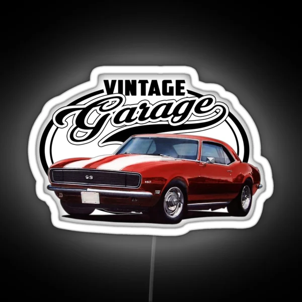 Vintage Garage Red Camaro RGB Neon Sign