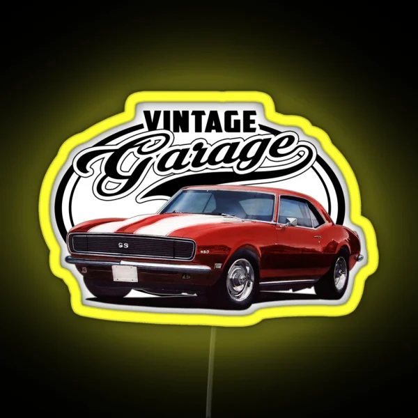 Vintage Garage Red Camaro RGB Neon Sign