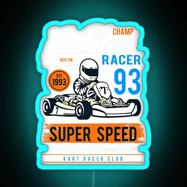 Vintage Go Kart 90s Racing Karting Pilots Gift Premium RGB Neon Sign
