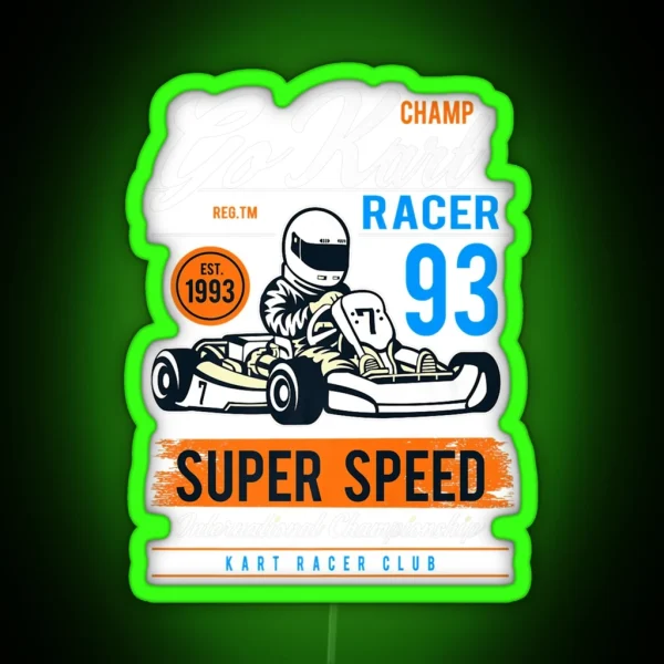 Vintage Go Kart 90s Racing Karting Pilots Gift Premium RGB Neon Sign