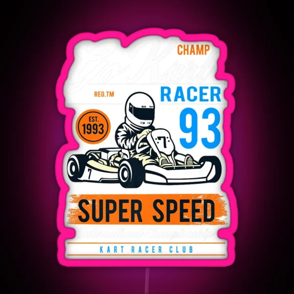 Vintage Go Kart 90s Racing Karting Pilots Gift Premium RGB Neon Sign