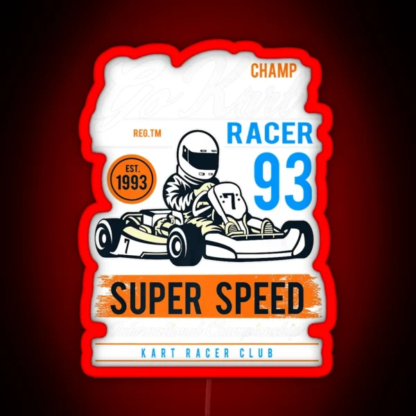 Vintage Go Kart 90s Racing Karting Pilots Gift Premium RGB Neon Sign