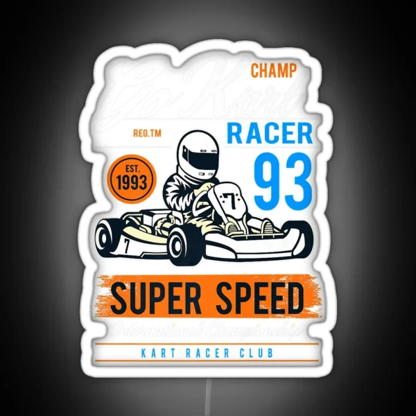Vintage Go Kart 90s Racing Karting Pilots Gift Premium RGB Neon Sign