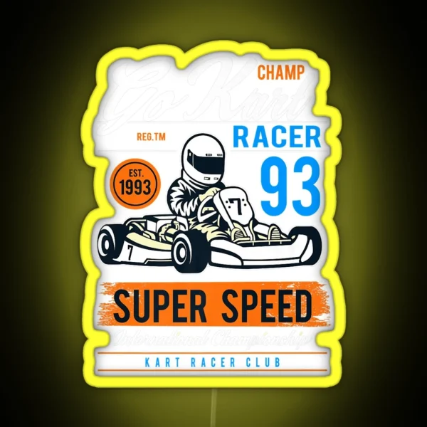 Vintage Go Kart 90s Racing Karting Pilots Gift Premium RGB Neon Sign
