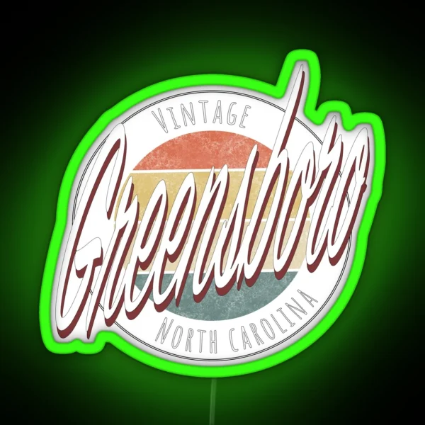 Vintage Greensboro North Carolina RGB Neon Sign