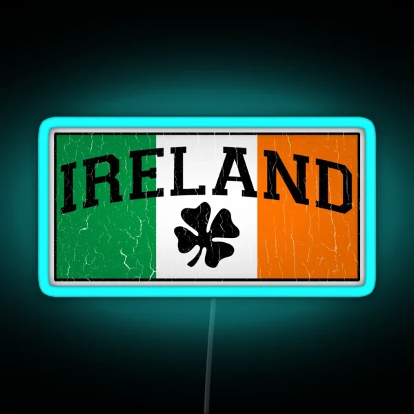 Vintage IRISH Flag Distressed Design RGB Neon Sign