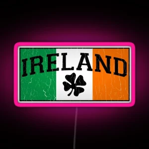 Vintage IRISH Flag Distressed Design RGB Neon Sign