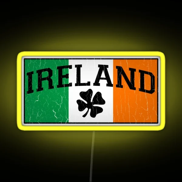 Vintage IRISH Flag Distressed Design RGB Neon Sign