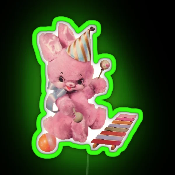 Vintage Kitsch Meyercord Bunny Rabbit RGB Neon Sign