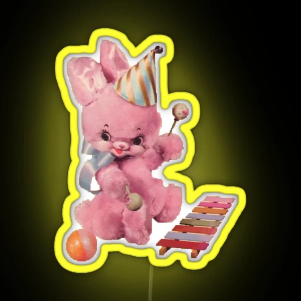 Vintage Kitsch Meyercord Bunny Rabbit RGB Neon Sign