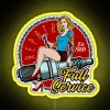 Vintage LED full service RGB neon sign with yellow glow effect