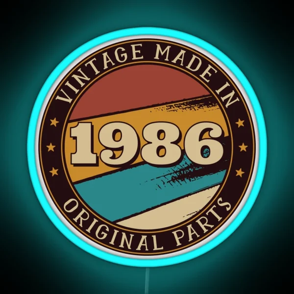 Vintage Made In 1986 All Original Parts Birthday RGB Neon Sign