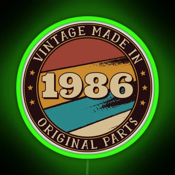 Vintage Made In 1986 All Original Parts Birthday RGB Neon Sign