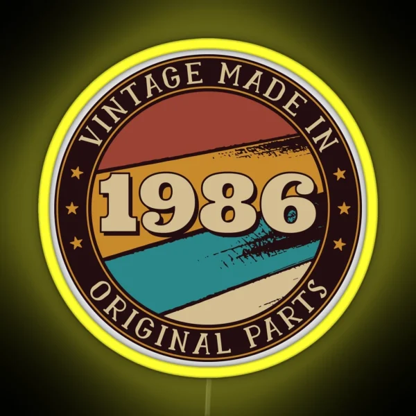 Vintage Made In 1986 All Original Parts Birthday RGB Neon Sign
