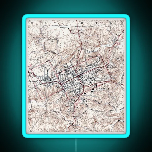Vintage Map Of Chapel Hill North Carolina 1946 RGB Neon Sign