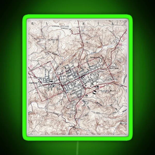 Vintage Map Of Chapel Hill North Carolina 1946 RGB Neon Sign