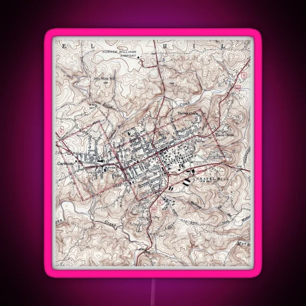 Vintage Map Of Chapel Hill North Carolina 1946 RGB Neon Sign