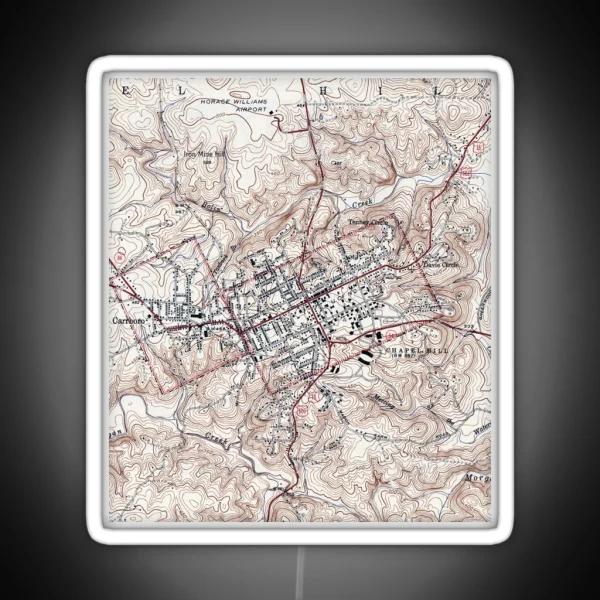 Vintage Map Of Chapel Hill North Carolina 1946 RGB Neon Sign