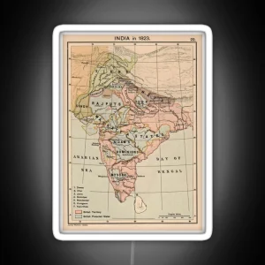 Vintage Map Of India 1823 RGB Neon Sign