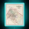 Vintage map of Wilmington, Delaware in 1884 with neon accents.