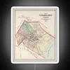 Vintage 19th-century map of Wilmington, Delaware with neon sign overlay