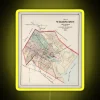 Vintage map of Wilmington, Delaware from 1884 with neon sign illustration.