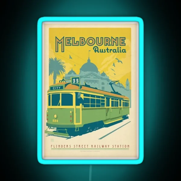 Vintage Melbourne Australia RGB Neon Sign