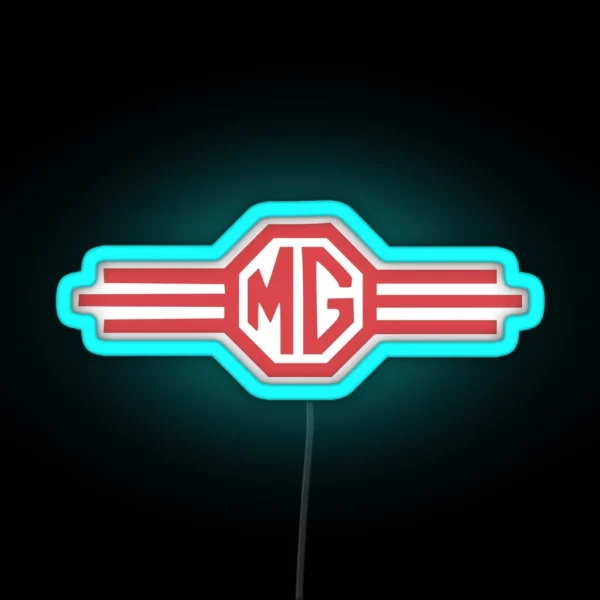Vintage MG Automotive Badge Logo RGB Neon Sign
