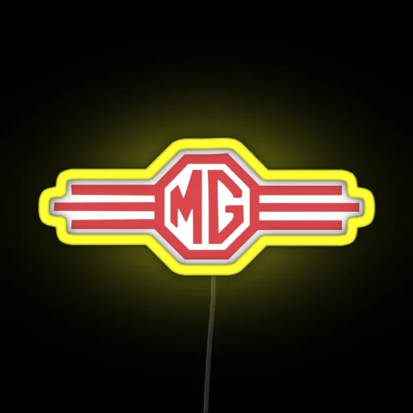 Vintage MG Automotive Badge Logo RGB Neon Sign
