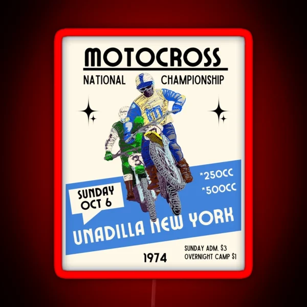 Vintage Motocross Unadilla New York 1974 Poster RGB Neon Sign