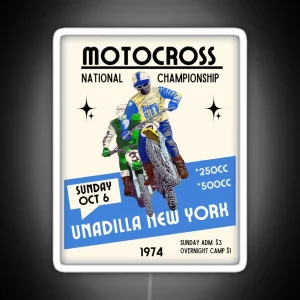 Vintage Motocross Unadilla New York 1974 Poster RGB Neon Sign