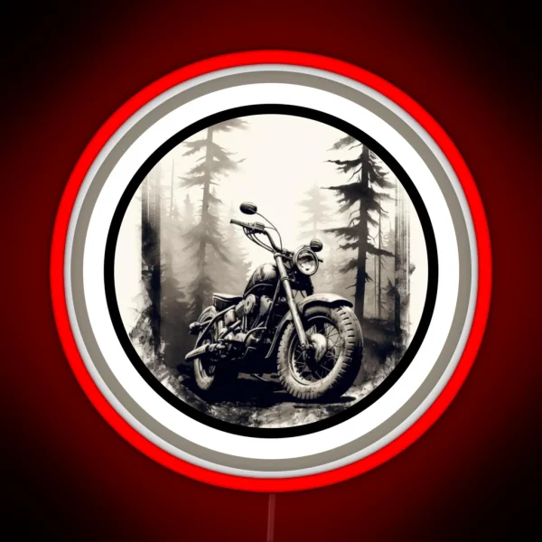 VINTAGE MOTOCYCLE IN THE FOREST 1 RGB Neon Sign