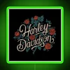 Vintage Neon Motorbike Logo Sign with Green Accents