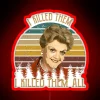 Vintage-style neon sign featuring Jessica Fletcher from the TV show Murder, She Wrote
