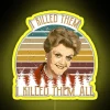 Neon sign with vintage murder mystery theme and colorful lighting effects