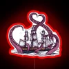 Vintage octopus sea monster with tentacles of Cthulhu-inspired design on a neon sign in the style of an old ship's warning...